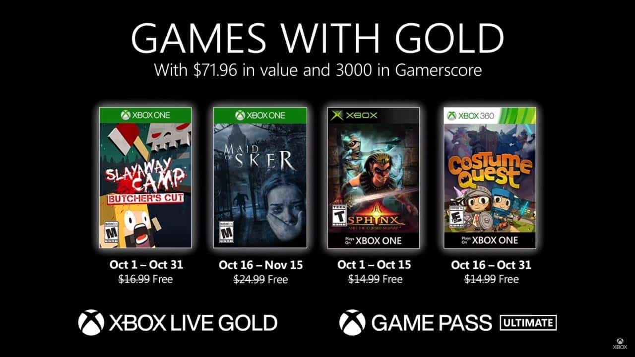 cover artwork showing a horror-themed collage of characters from the October Games With Gold lineup