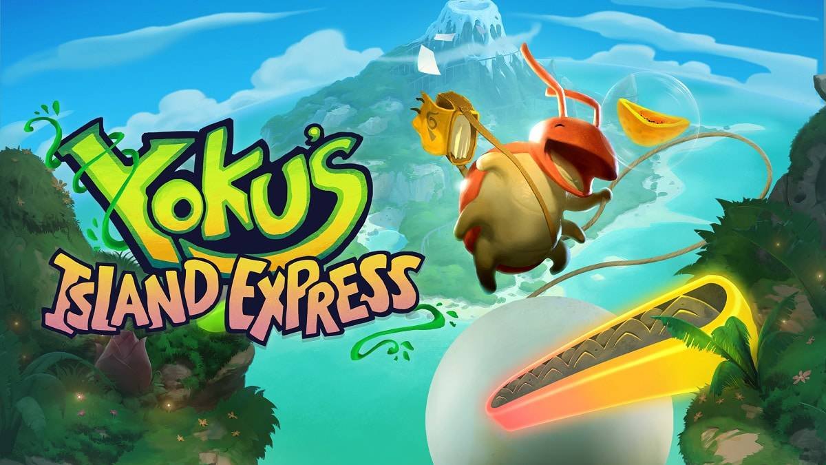 Yoku’s Island Express gameplay showing tropical island and pinball elements
