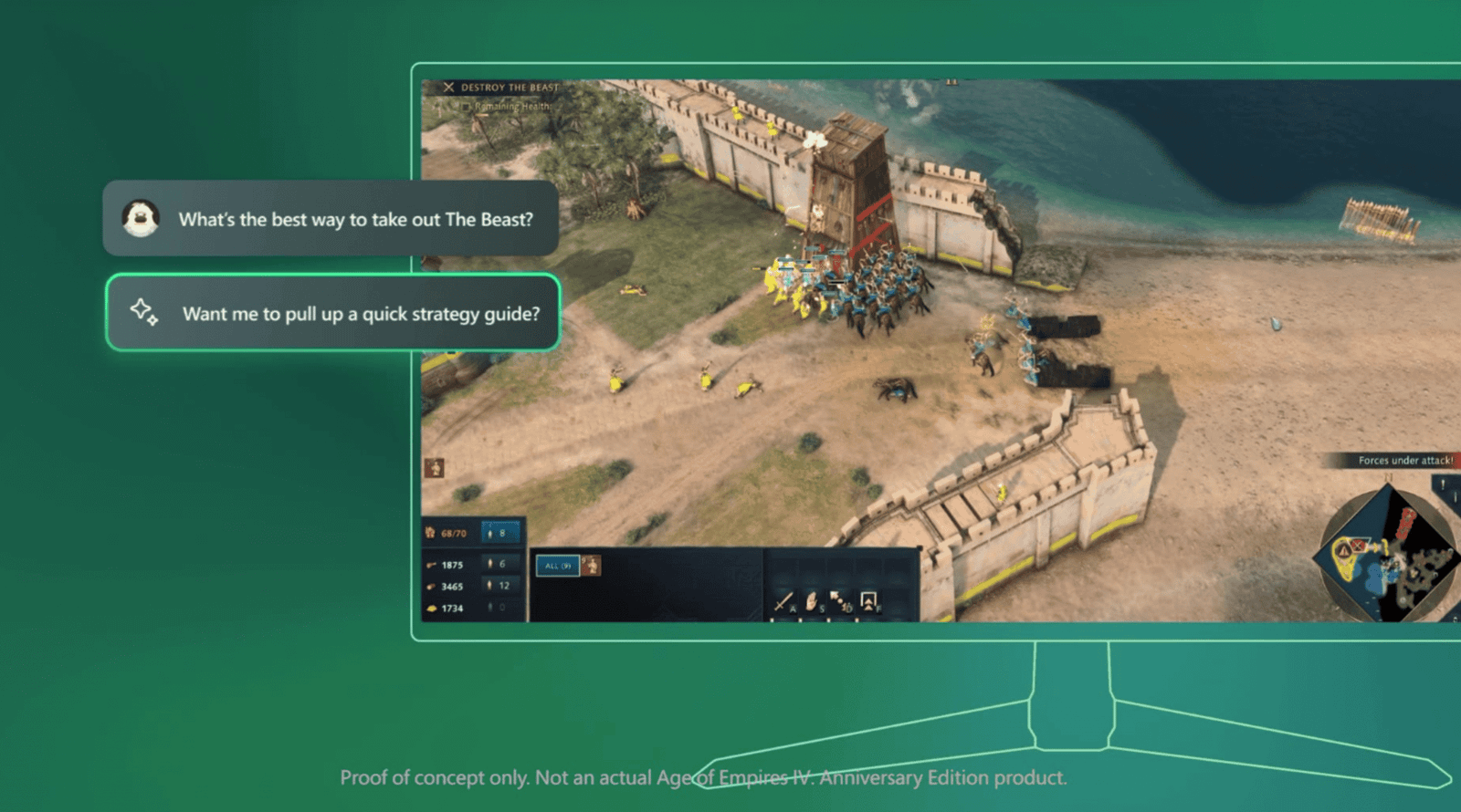Mobile phone showing an AI assistant interface beside a game screen