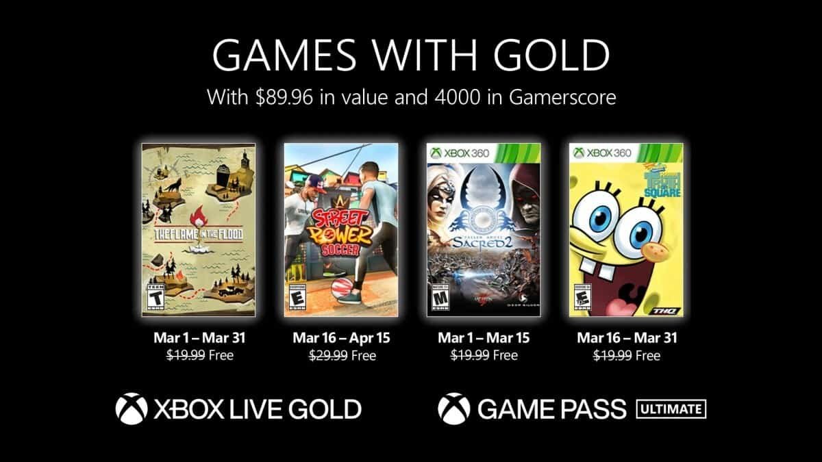 Xbox Live Gold March lineup graphic