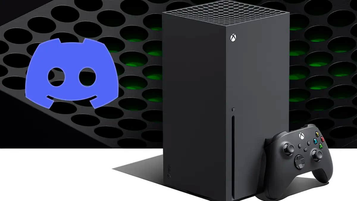 Discord logo displayed behind an Xbox Series X console